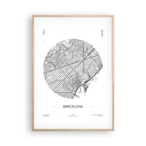 Pôster com moldura de carvalho claro - Anatomia de Barcelona - 70x100 cm