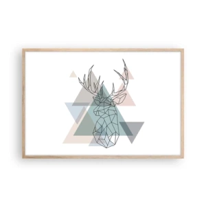 Pôster com moldura de carvalho claro - Numa floresta geométrica - 91x61 cm