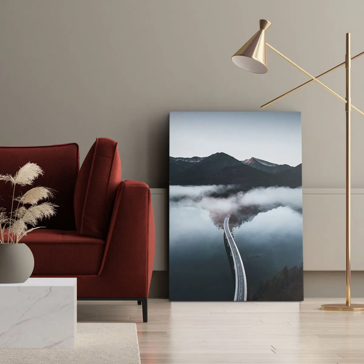 Quadro em tela - Sobre a água tão lisa quanto um espelho - 65x120 cm