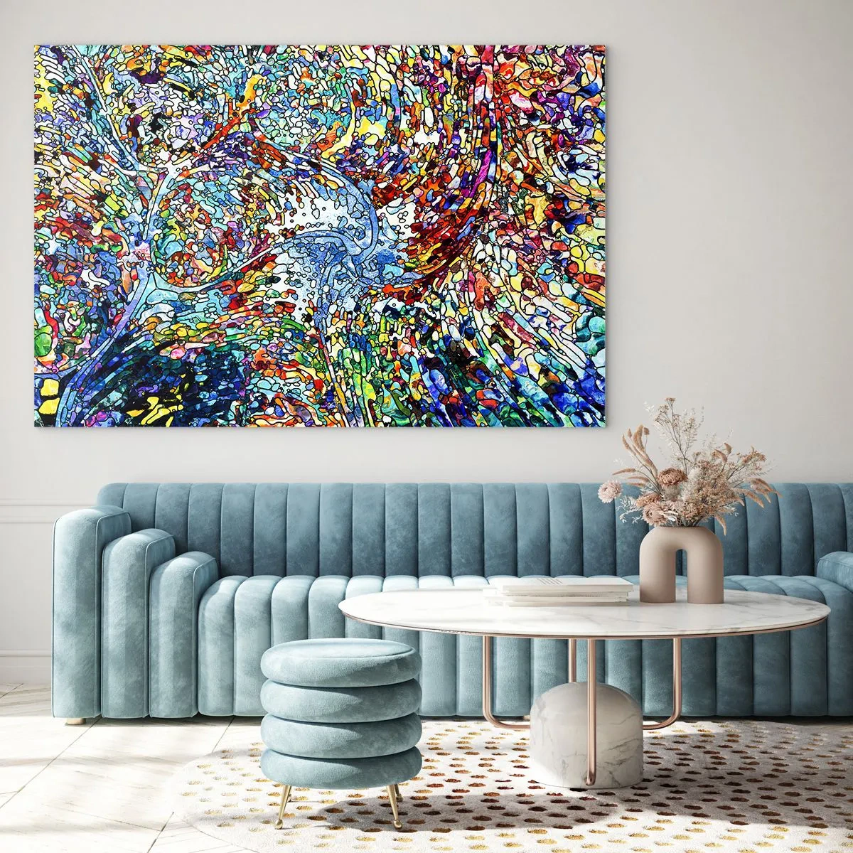 Quadro em vidro - Vitrais gotejantes - 100x70 cm