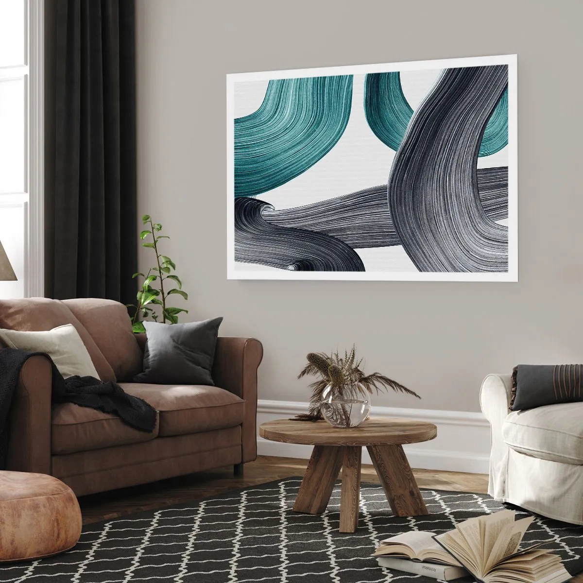 Pôster - Trilhas esmeralda e preta - 91x61 cm