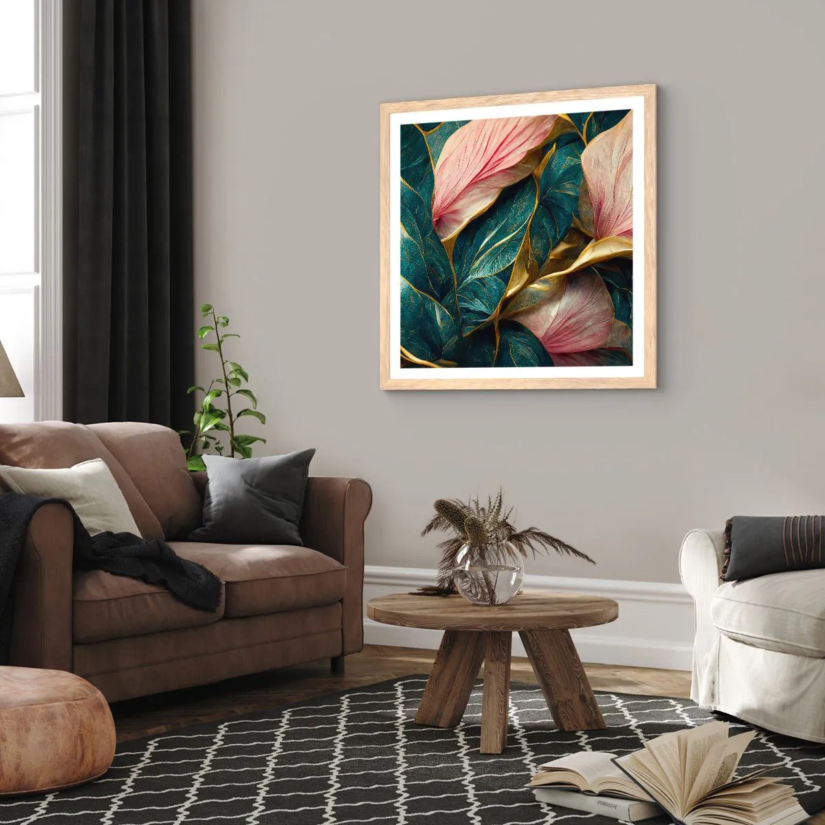 Pôster com moldura de carvalho claro - Elegância e estilo naturais - 30x30 cm