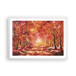 Pôster em moldura branca - Floresta de cobre - 70x50 cm