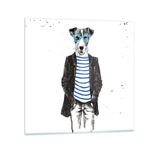 Quadro em vidro - O charme do cão - 30x30 cm
