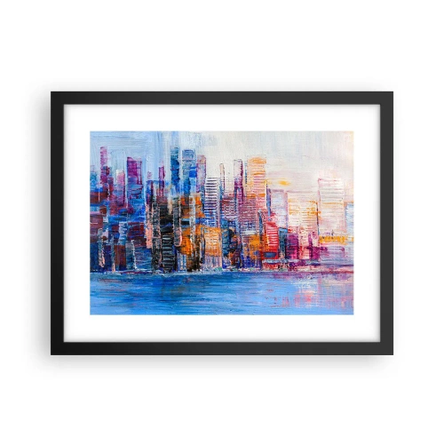 Pôster com moldura preta - Metrópole alegre - 40x30 cm