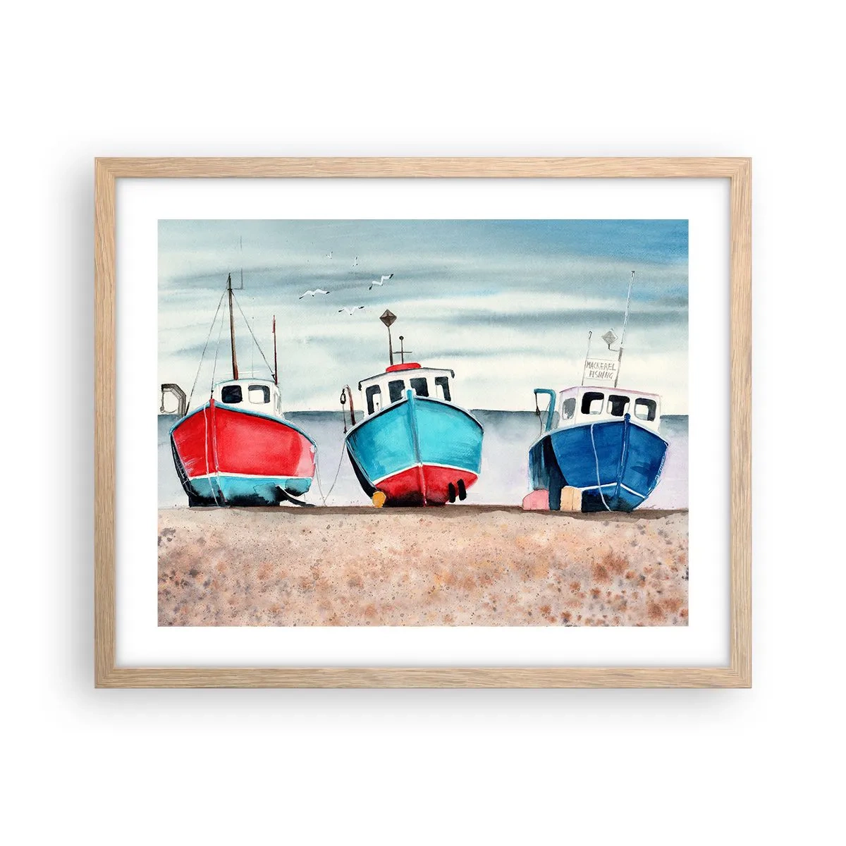 Pôster com moldura de carvalho claro - Pronto para pescar - 50x40 cm