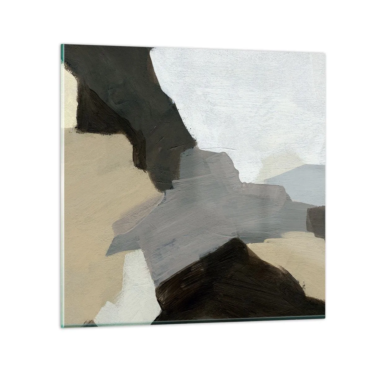 Quadro em vidro - Abstração: a encruzilhada do cinza - 40x40 cm