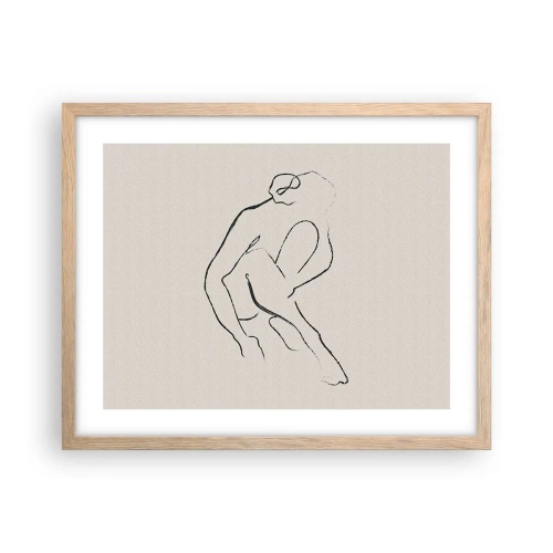 Pôster com moldura de carvalho claro - Esboço íntimo - 50x40 cm