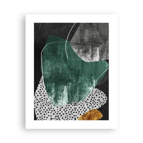 Pôster - Abstração colorida com folha de ouro - 40x50 cm