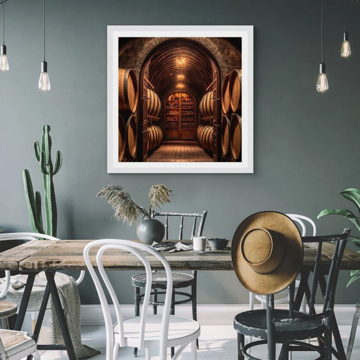 Pôster em moldura branca - Porão atmosférico - 50x50 cm