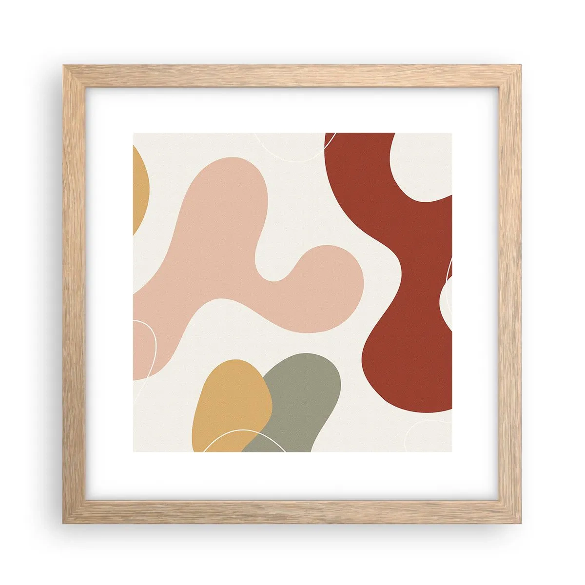 Pôster com moldura de carvalho claro - Ziguezagues ornamentais - 30x30 cm