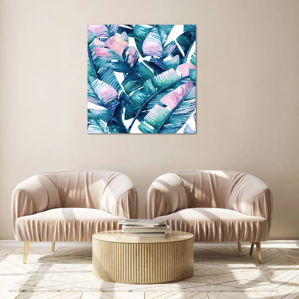 Quadro em vidro - Em um bananeiro - 40x40 cm