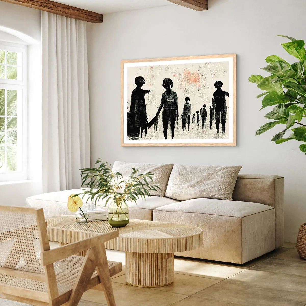 Pôster com moldura de carvalho claro - Contra a solidão - 100x70 cm