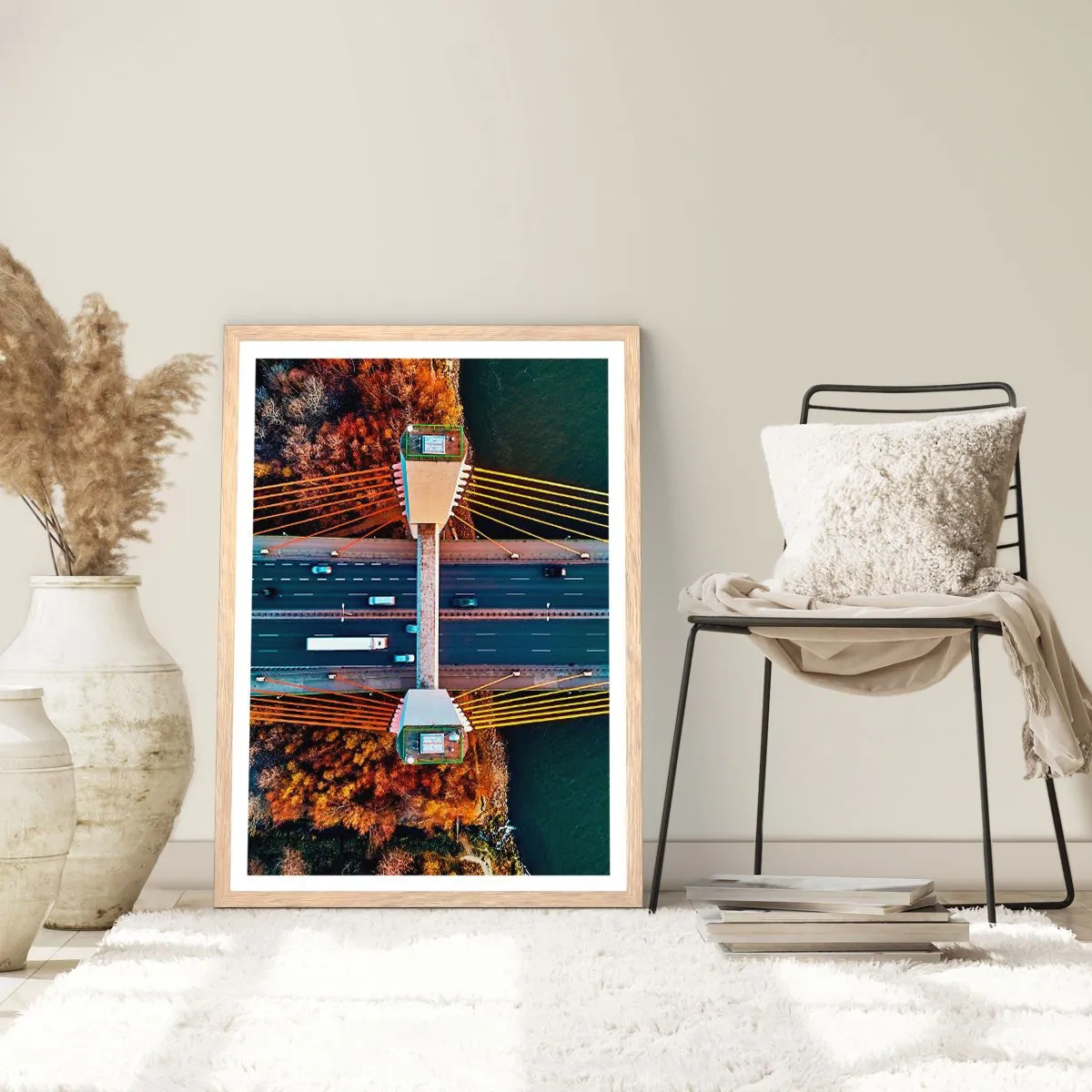 Pôster com moldura de carvalho claro - Além das águas, além das florestas - 40x50 cm