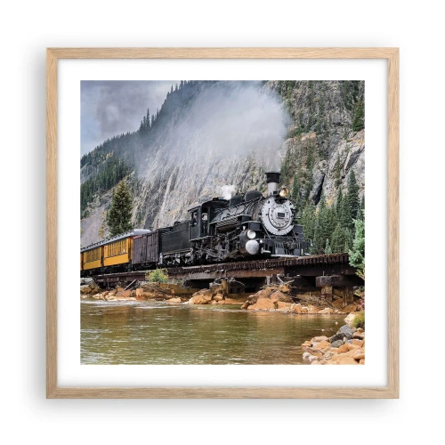 Pôster com moldura de carvalho claro - Para onde? Onde? - 50x50 cm