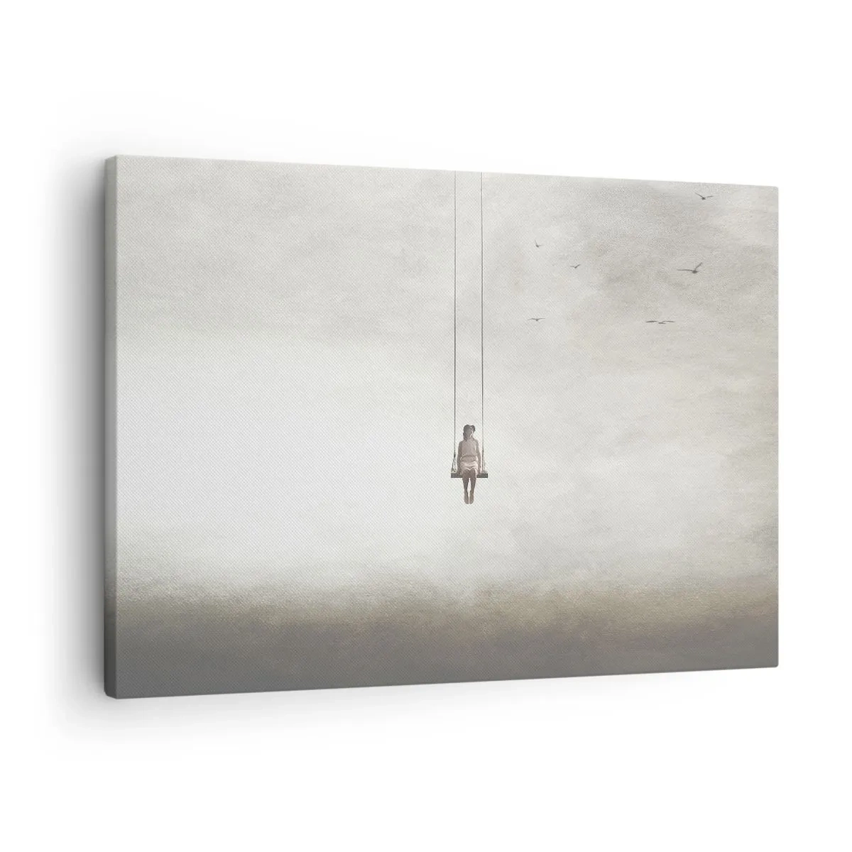 Quadro em tela - Uma figura em um balanço suspensa no espaço - 70x50cm - A criança em nós - Decoração de parede moderna para a sala de estar e quarto ARTTOR