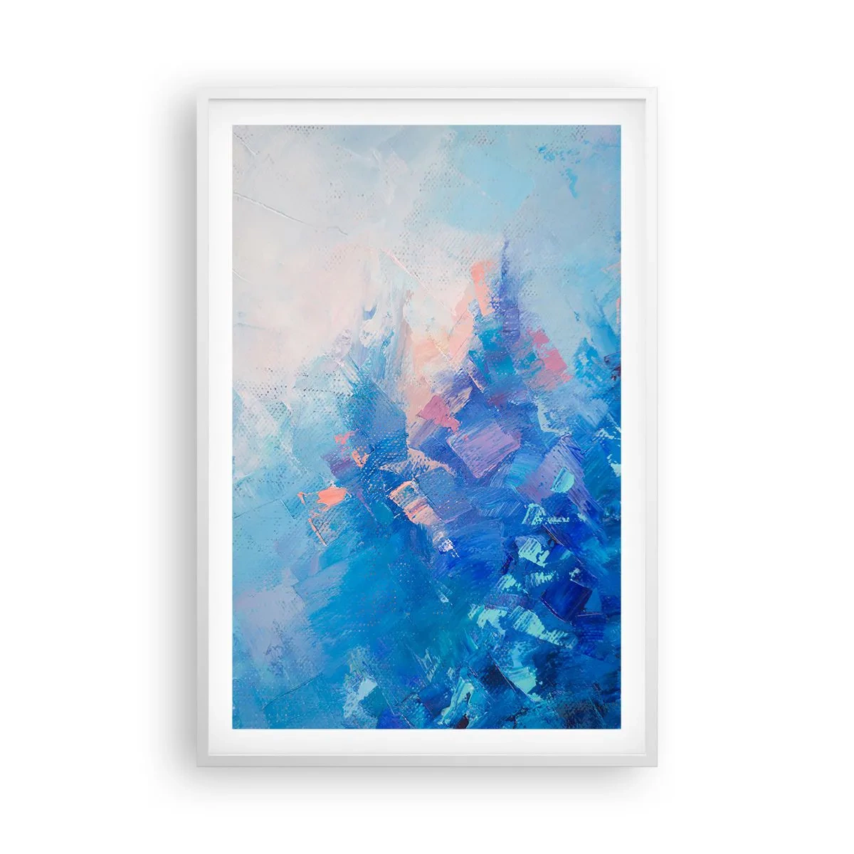 Pôster em moldura branca - Abstração de inverno - 61x91 cm