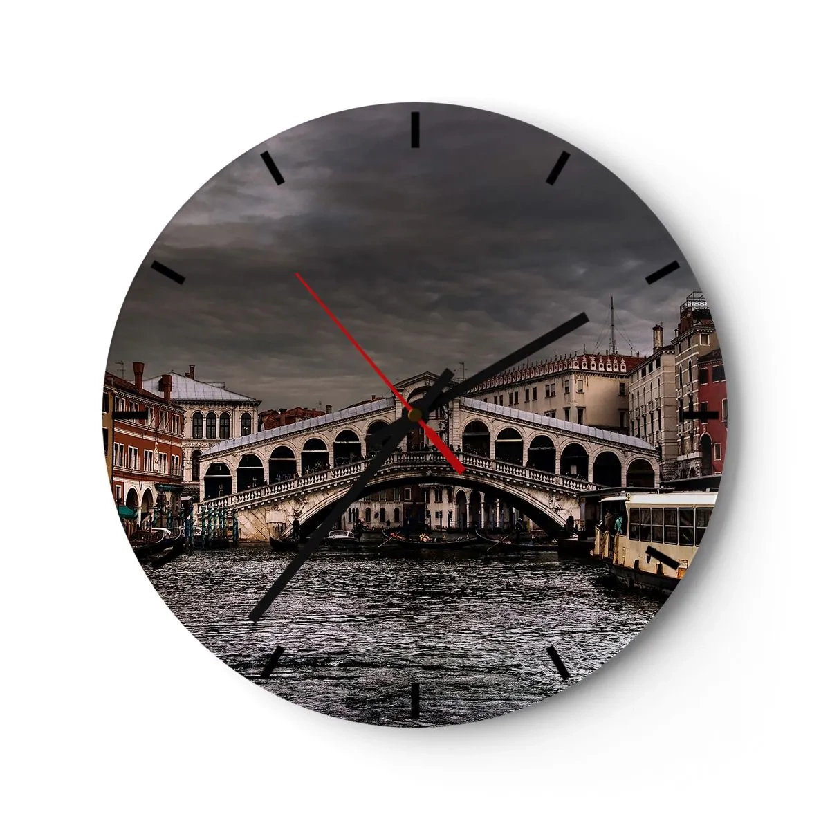 Relógio de parede - Relógio em vidro - A promessa de uma noite em Veneza - 40x40 cm