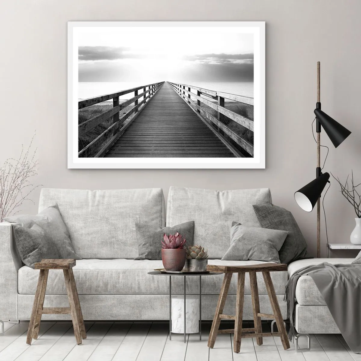 Pôster em moldura branca - Para longe... - 100x70 cm