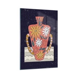 Quadro em vidro - Jarro pintado - 80x120 cm