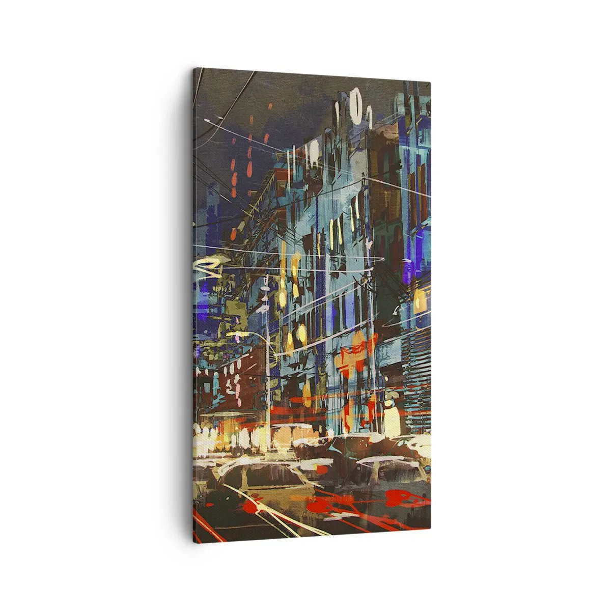 Quadro em tela - O alvoroço da rua à noite - 45x80 cm