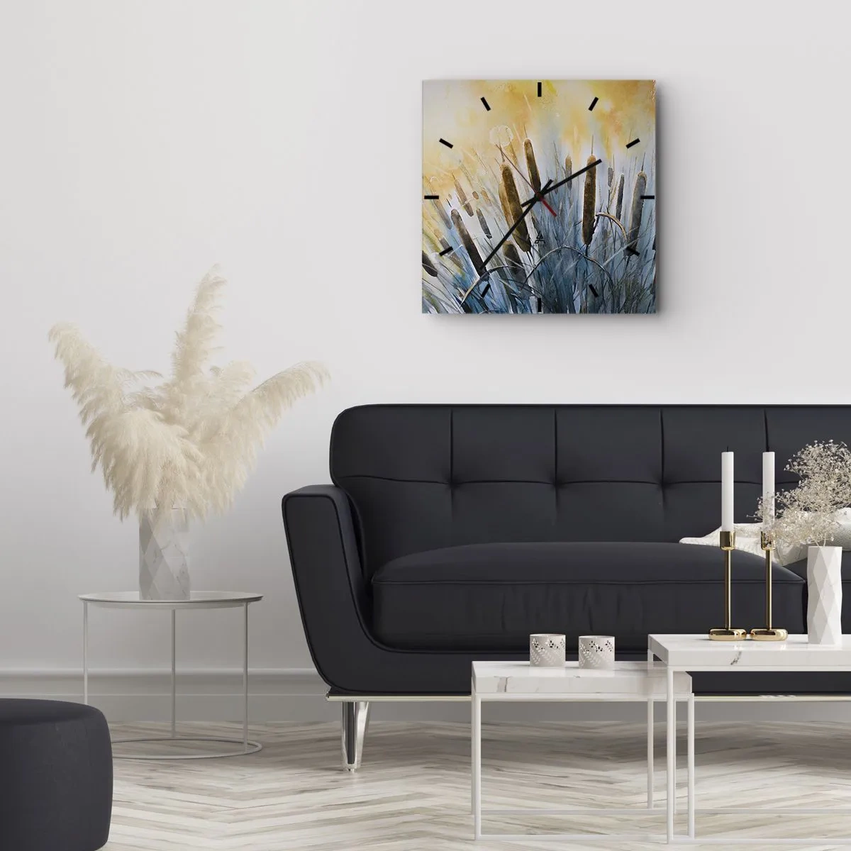 Relógio de parede - Relógio em vidro - O frio da água, o calor do sol - 30x30 cm