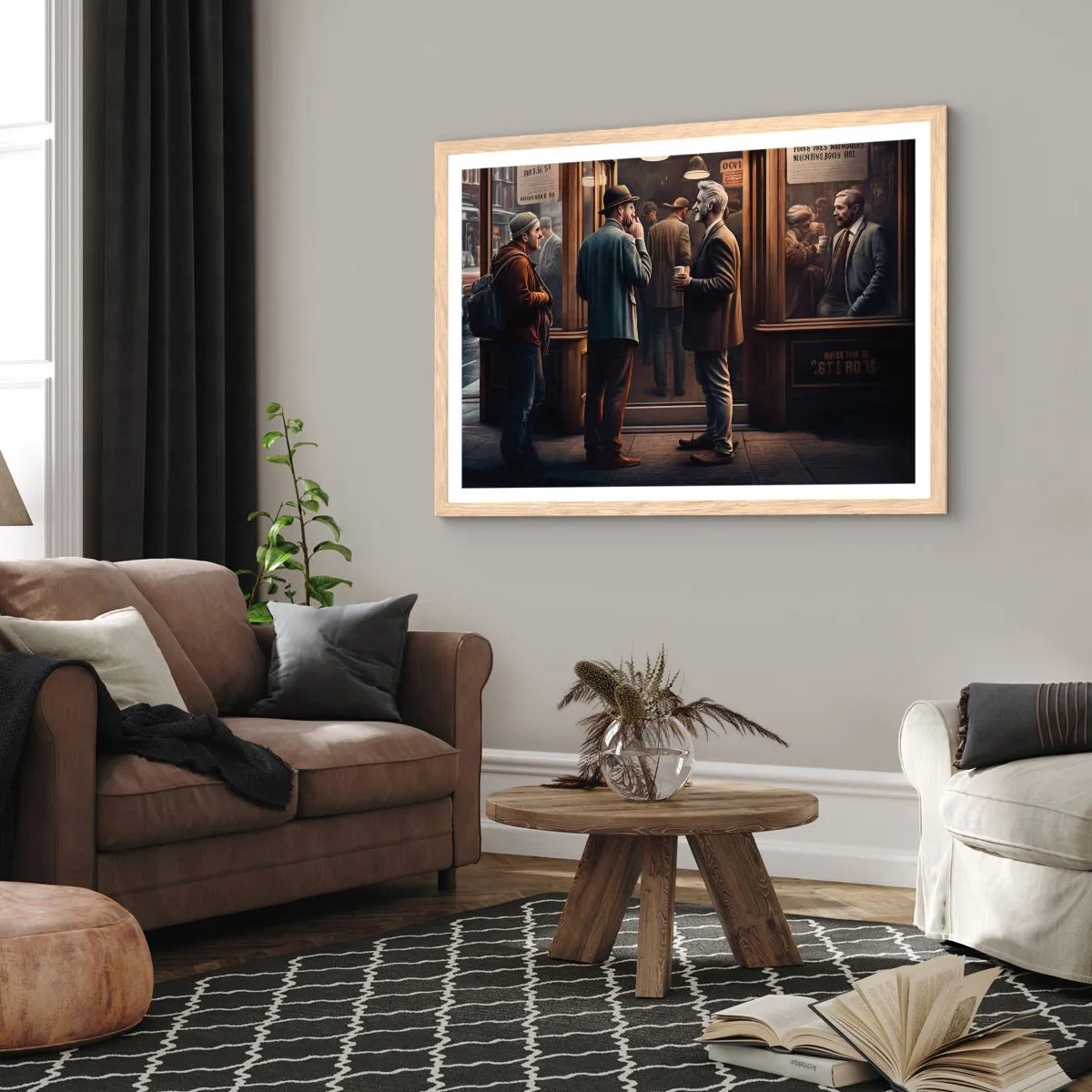 Pôster com moldura de carvalho claro - Boa hora do dia - 91x61 cm