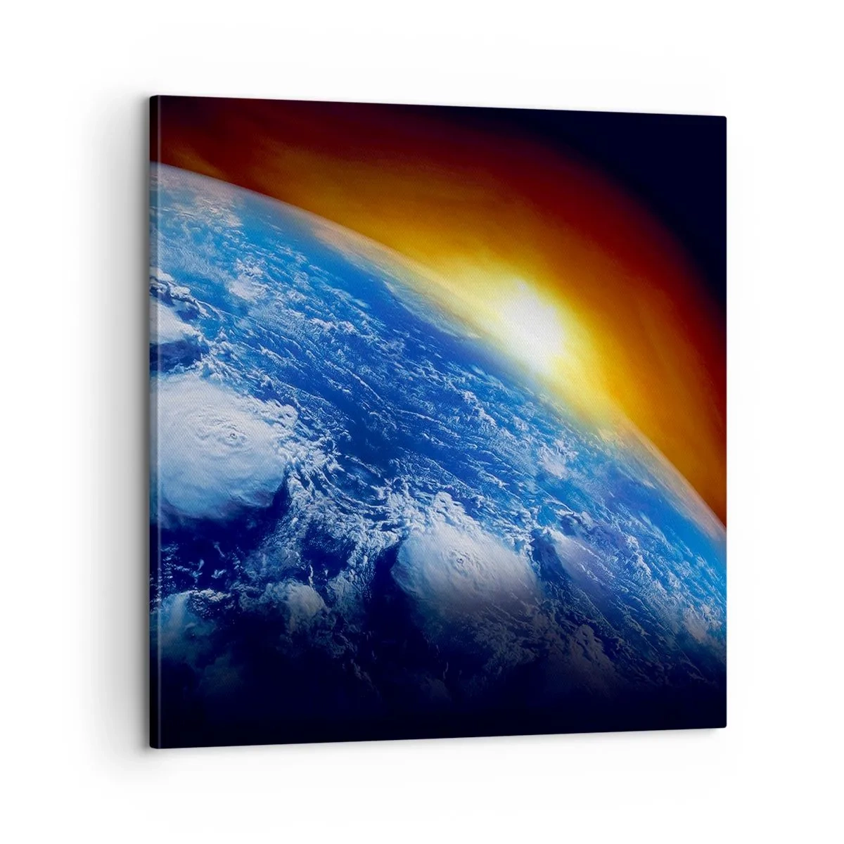 Quadro em tela - Nascer do sol sobre o planeta azul - 60x60 cm