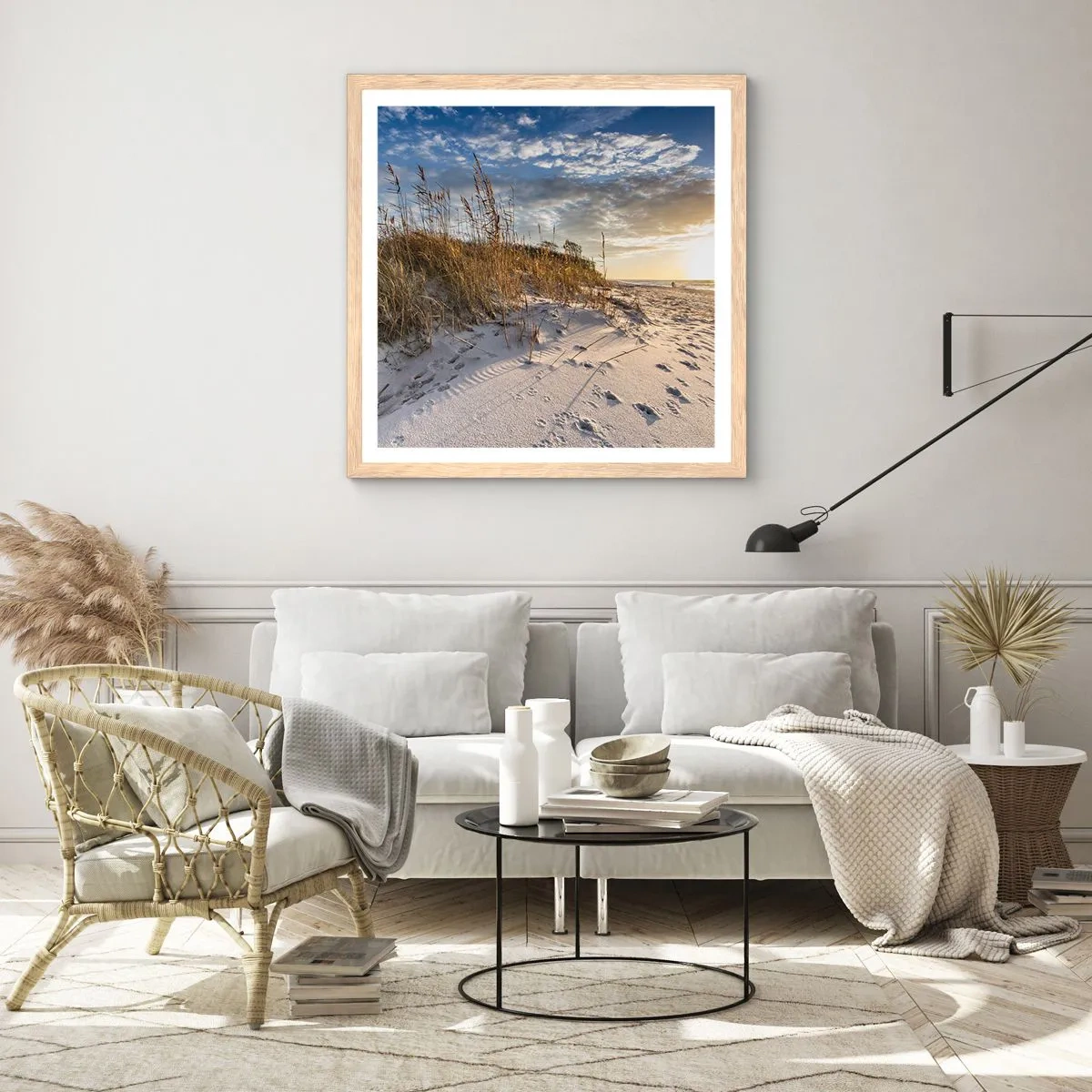 Pôster com moldura de carvalho claro - Um convite para um passeio - 30x30 cm