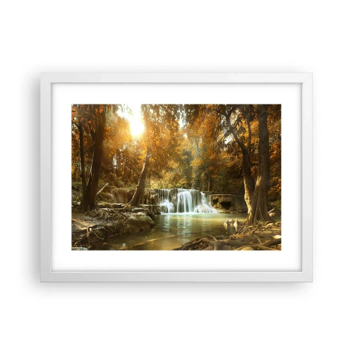 Pôster em moldura branca - A cascata do parque - 40x30 cm