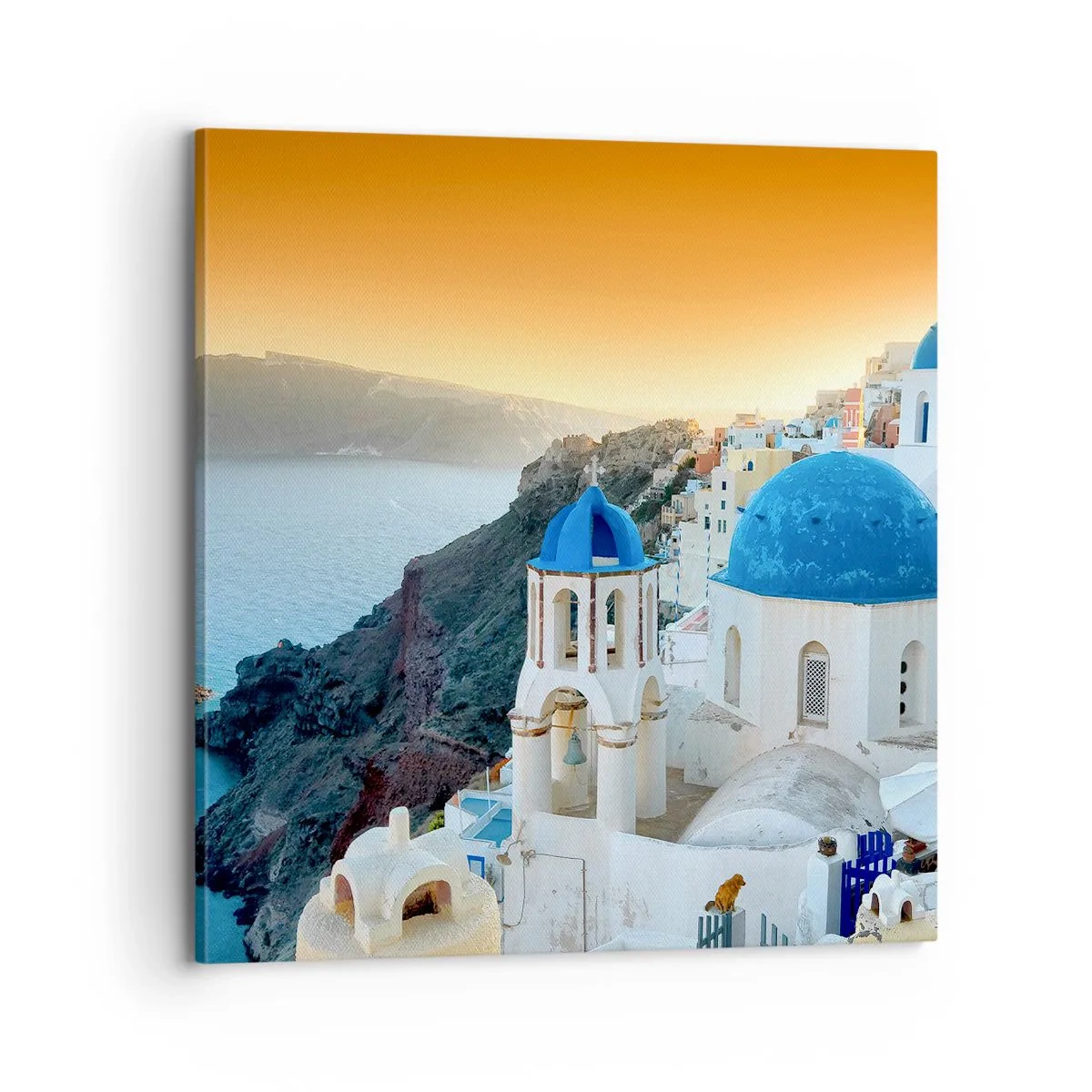 Quadro em tela - Santorini - abraçada às rochas - 70x70 cm