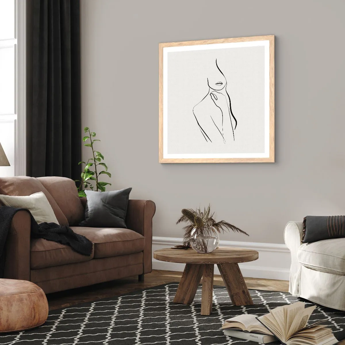 Pôster com moldura de carvalho claro - Uma onda de melancolia - 30x30 cm