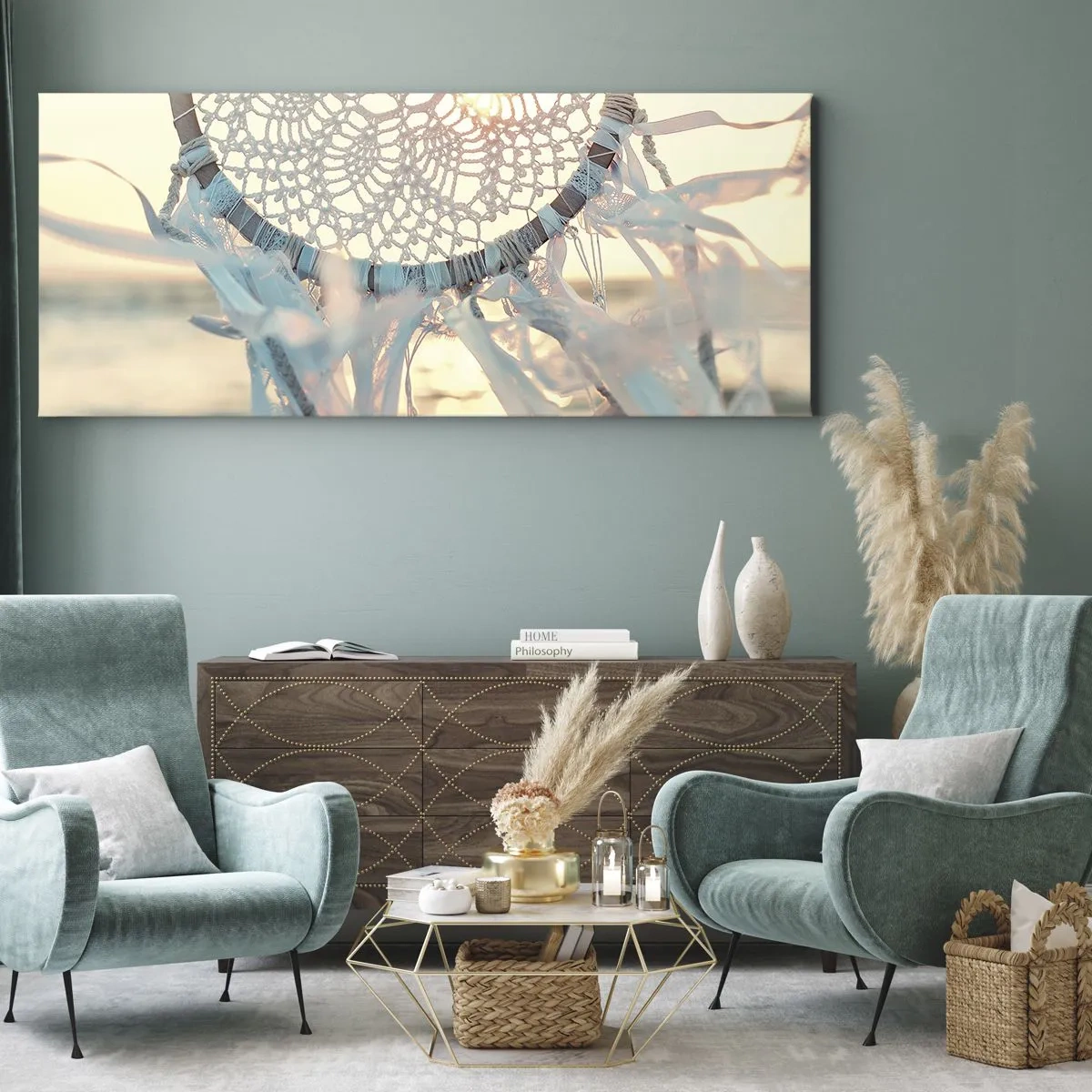 Quadro em tela - Totem de renda - 100x40 cm