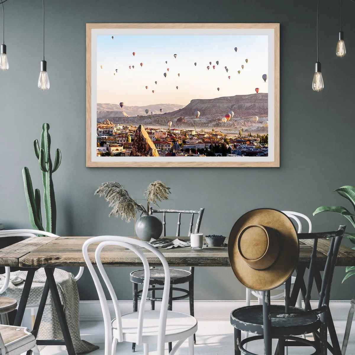 Pôster com moldura de carvalho claro - Como navios no céu - 100x70 cm