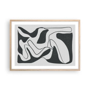 Pôster com moldura de carvalho claro - Labirinto abstrato divertido - 70x50 cm