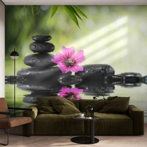 Papel de Parede Premium Sand - Tempo para a alma - Flor, Cultura, Bambu - 100x70 cm