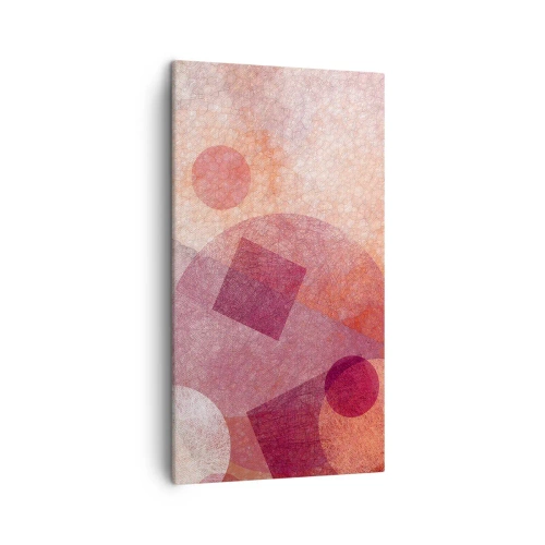 Quadro em tela - Transformações geométricas em rosa - 45x80 cm