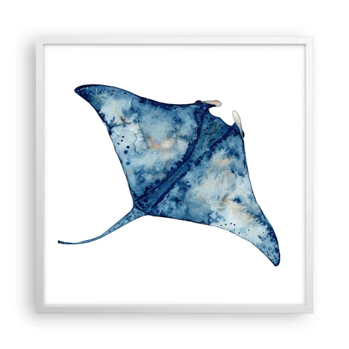 Pôster em moldura branca - A vida em azul - 60x60 cm