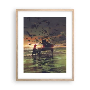 Pôster com moldura de carvalho claro - Um concerto de piano e ondas - 40x50 cm