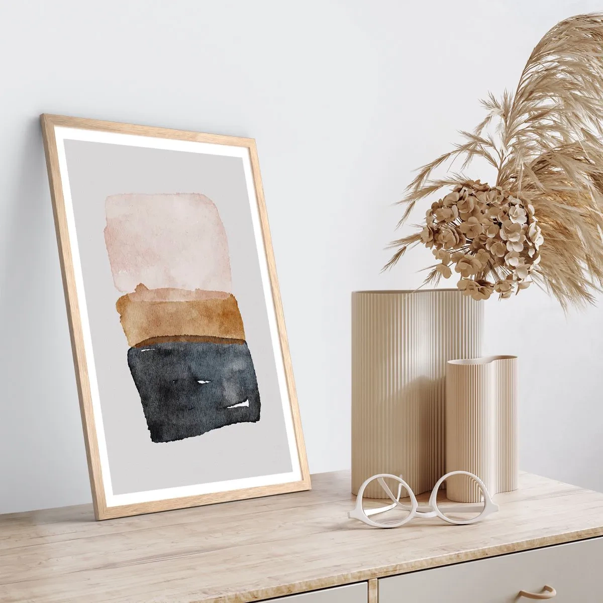 Pôster com moldura de carvalho claro - Composição das cores da terra - 70x100 cm