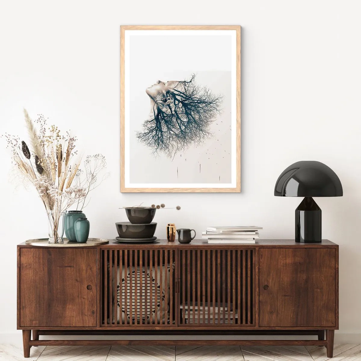 Pôster com moldura de carvalho claro - Ouvir o sussurro da árvore - 70x100 cm