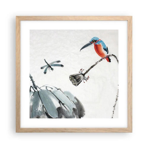 Pôster com moldura de carvalho claro - A vida do prado - 40x40 cm