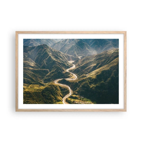 Pôster com moldura de carvalho claro - Direto do coração das montanhas - 70x50 cm