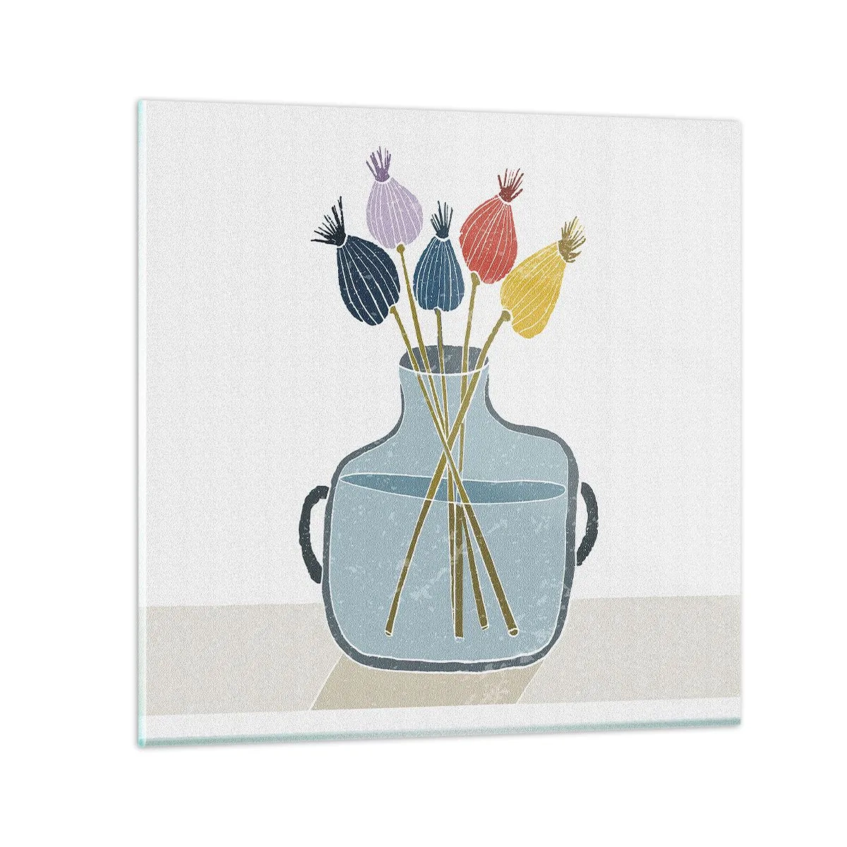 Quadro em vidro - Como semeou a papoula - 50x50 cm