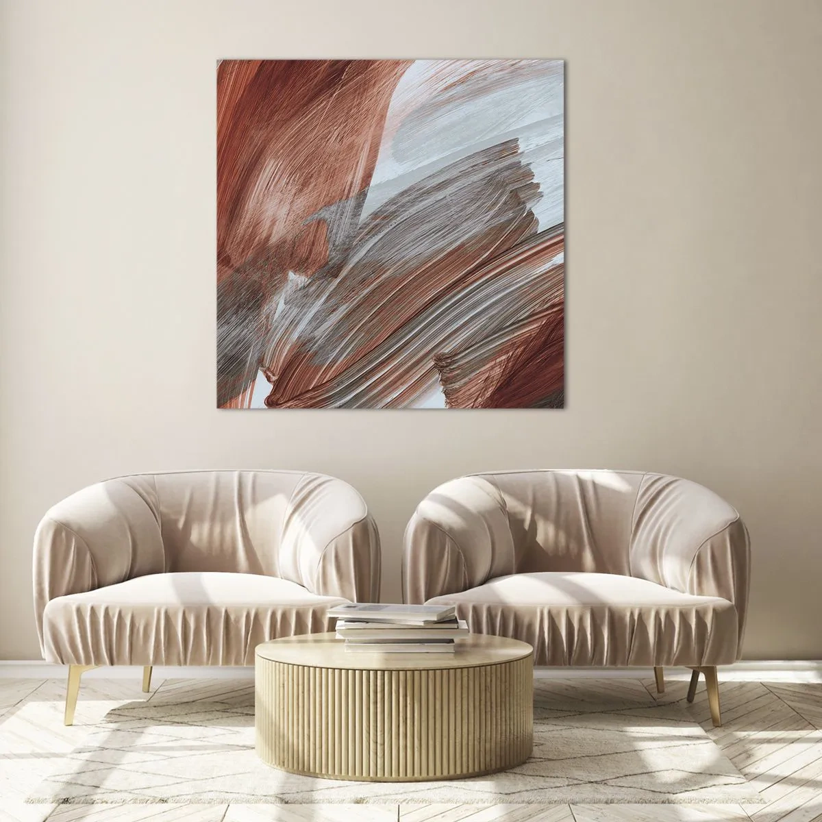 Quadro em vidro - Abstração de outono e vento - 30x30 cm