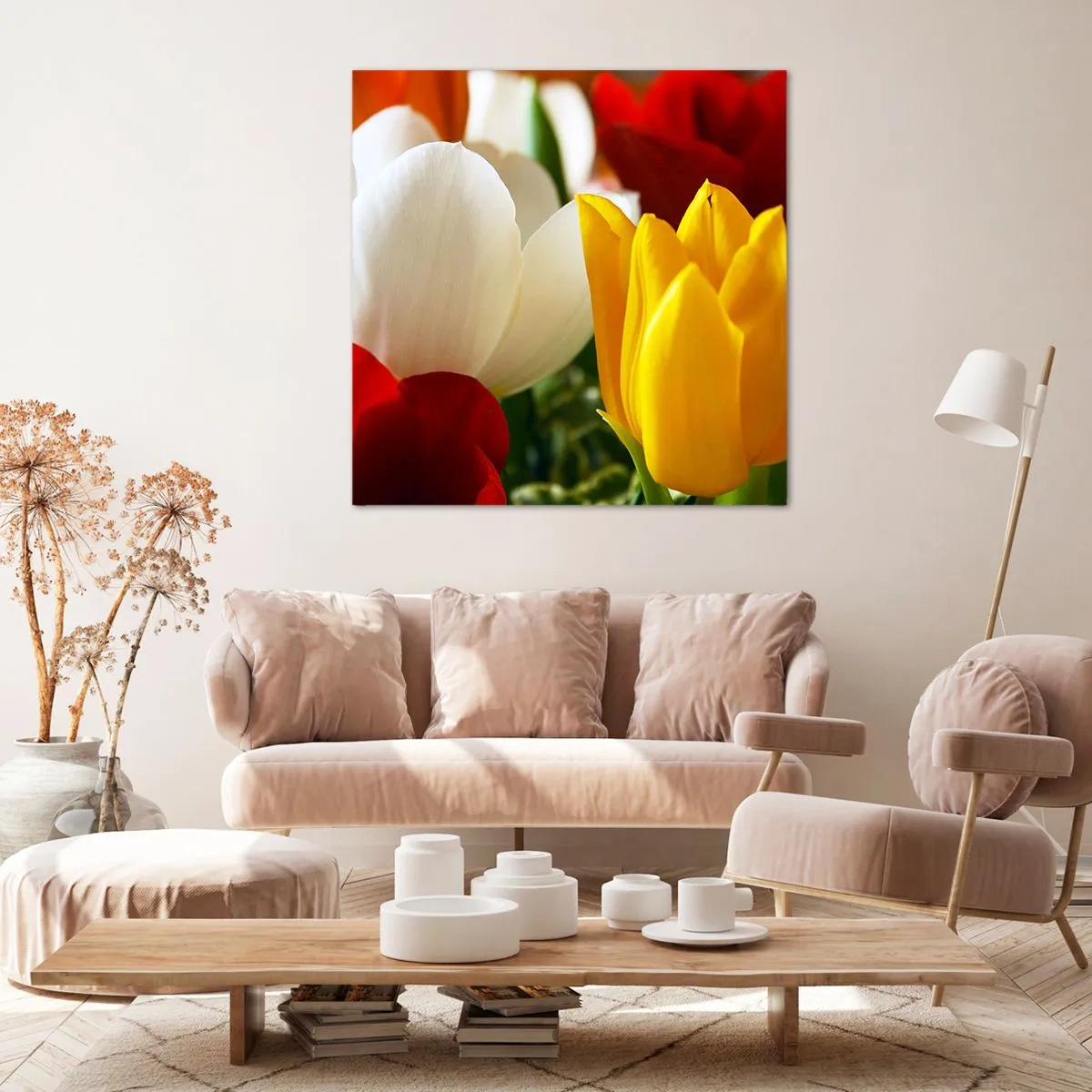 Quadro em tela - Febre das tulipas - 50x50 cm