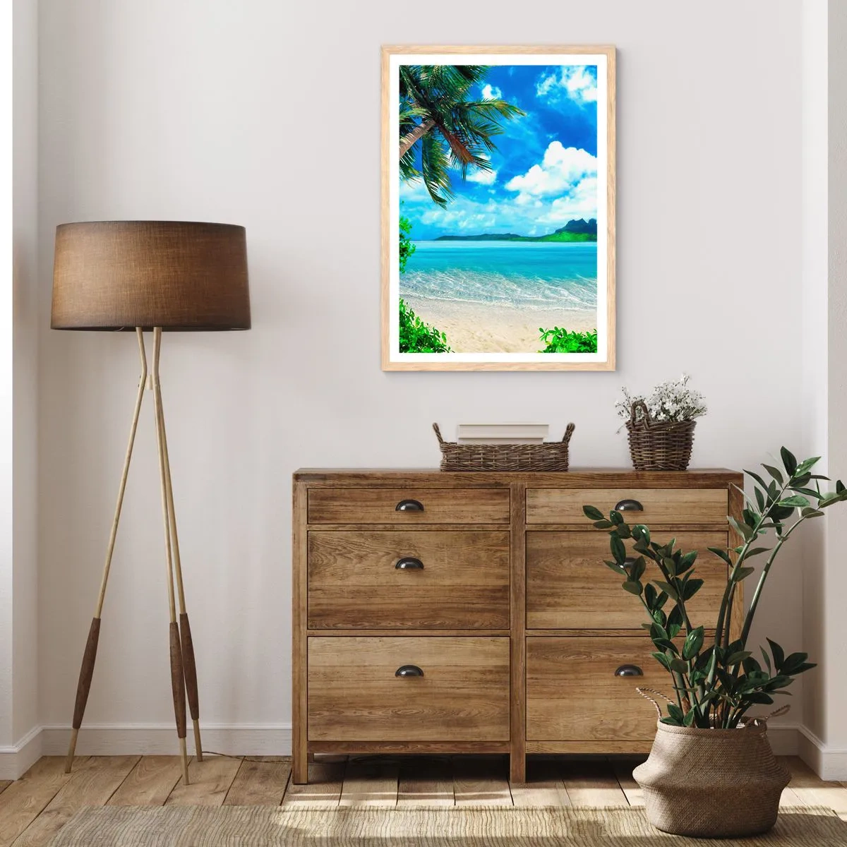 Pôster com moldura de carvalho claro - O azul dos trópicos - 50x70 cm