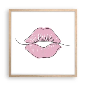Pôster com moldura de carvalho claro - Pronto para beijar? - 50x50 cm