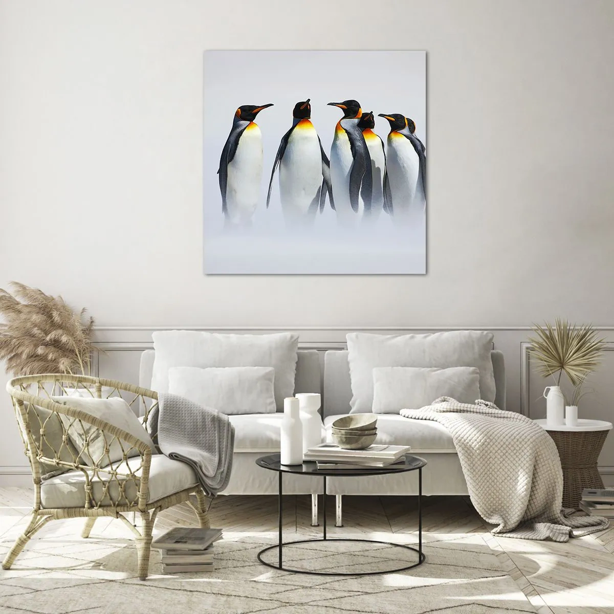 Quadro em vidro - Reunião em traje de gala - 70x70 cm