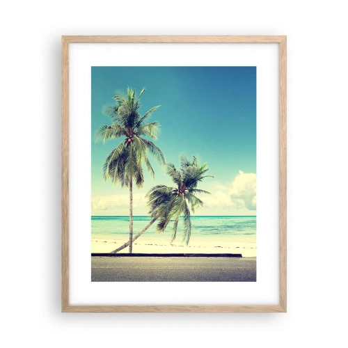 Pôster com moldura de carvalho claro - Está na hora das férias - 40x50 cm